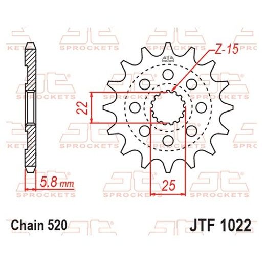 SPREDNJI VERIŽNIK JT JTF 1022-15 15T, 520