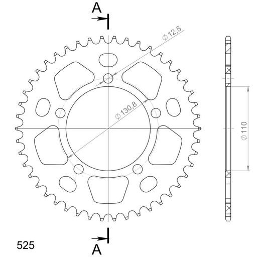 ALUMINIJASTI ZADNJI VERIŽNIK (ZOBNIK) SUPERSPROX RAL-7:46-BLK ČRNA 46T, 525