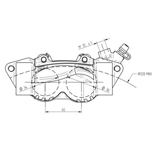 RADIAL BILLET 2-PIECE CALIPER ACCOSSATO PZ011 - DISTANCE 100 MM PISTON IN ALUMINIUM