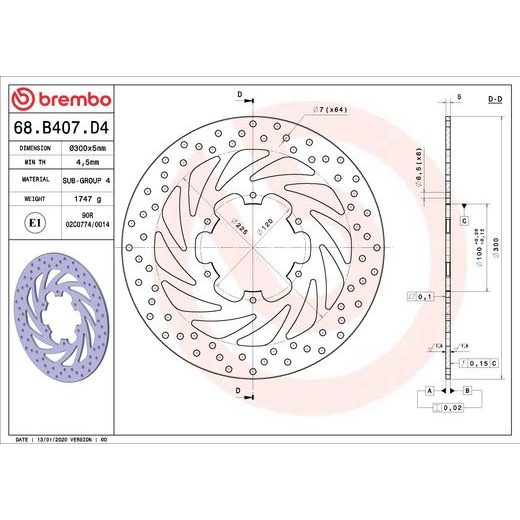 ZAVORNI DISK BREMBO 68B407D4 FIX