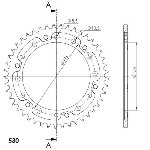 ZADNJI VERIŽNIK (ZOBNIK) SUPERSPROX STEALTH RST-1340:45-BLK ČRNA 45T, 530