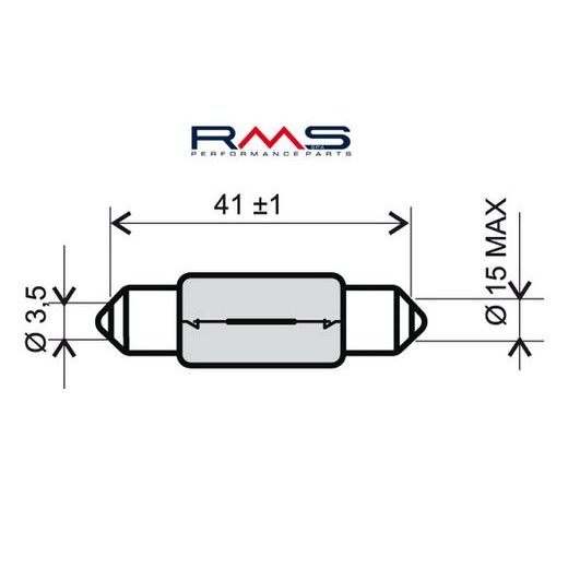 ŽARNICA RMS 246510135 6V 18W, T15X42 S8.5 BELA