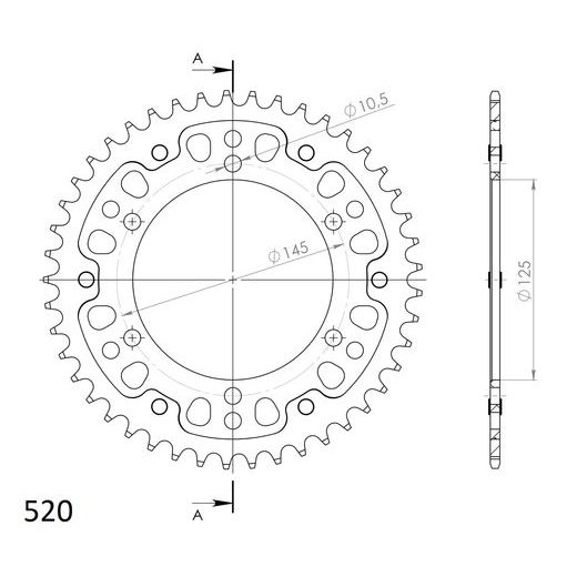 REAR SPROCKET SUPERSPROX STEALTH RST-855:45-BLU MODER 45T, 520