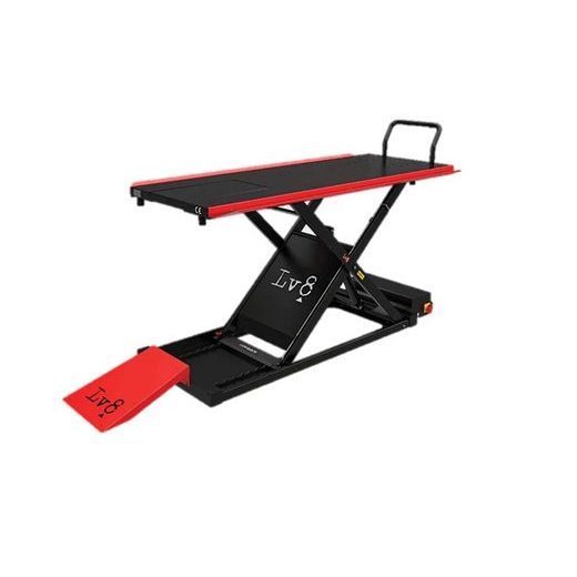MOTORCYCLE LIFT LV8 GOLDRAKE 800HC FLOOR VERSION EG800HCE.R WITH ELECTRO-HYDRAULIC UNIT (BLACK AND RED RAL 3002)
