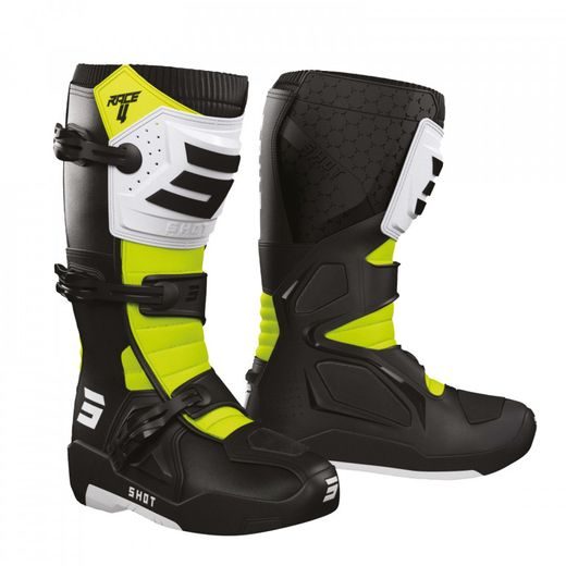 OBUTEV SHOT RACE 4 A09-24C1-A04-45 BLACK / WHITE / NEON YELLOW 45