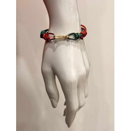 Náramek Sampaoli Express bronze rhodium&gold&ruthenium plated green&red rope