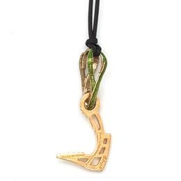 Přívěsek Sampaoli Cliffhanger bronze ruthenium plated green enameld black rope