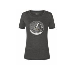 Dámské triko super.natural KR Mountain Mandala Tee pirate grey mel./feather grey/gold