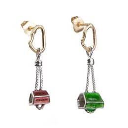 Náušnice Sampaoli Stopper BR-GO-&-RH plated green&red enameld