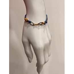 Náramek Sampaoli Express bronze rhodium&gold&ruthenium plated blue&yellow rope