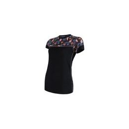 Dámské triko Sensor KR Merino Impress černá/floral