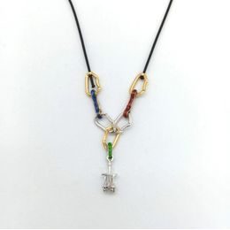 Přívěsek Sampaoli Express & Friend BR-RH-&-GO plated blue&green&red enameld black rope