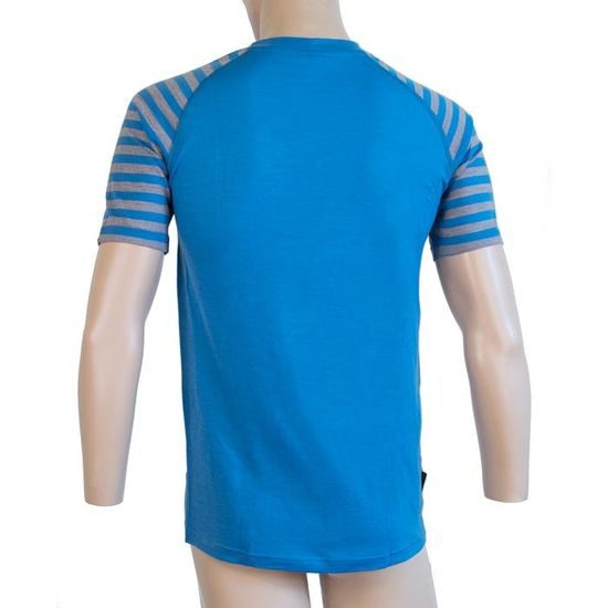 Pánské triko Sensor KR Merino Active modrá/šedá pruhy