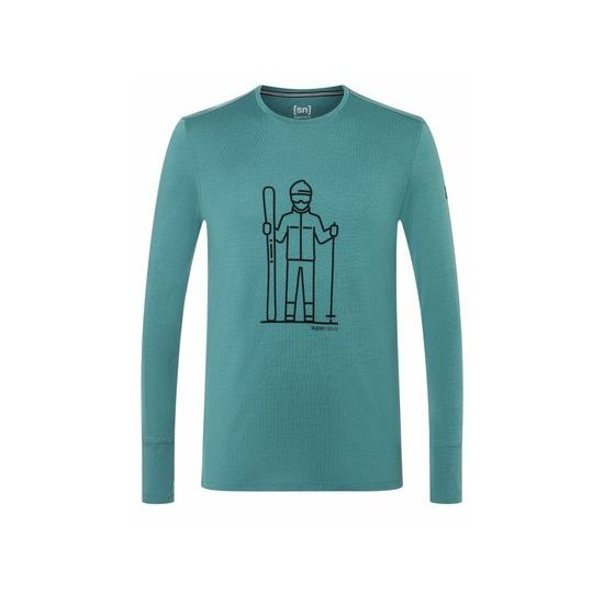 Pánské triko super.natural DR Skieur hydro melange/jet black