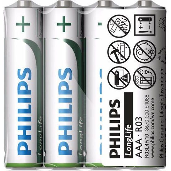 Baterie Philips LongLife mikrotužkové R03/4