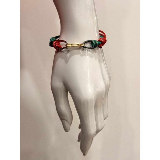 Náramek Sampaoli Express BR-RH-&-GO-RU plated green&red rope