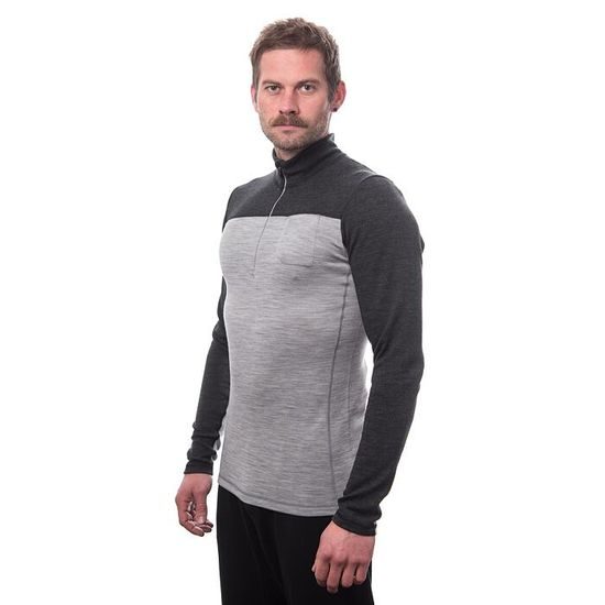 Pánské triko Sensor DR Merino Bold zip cool gray/anthracite