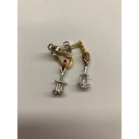 Náušnice Sampaoli Carabiner & Friend BR-GO-&-RH plated red enameld
