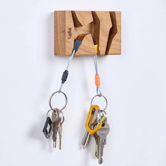 Věšák na klíče Fujfuj Mini 2 Oak Wood Blue Knut