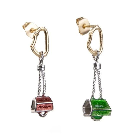Náušnice Sampaoli Stopper BR-GO-&-RH plated green&red enameld