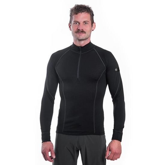 Pánské triko Sensor DR Merino Active stoják zip černá