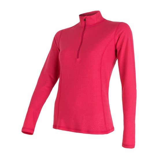 Dámské triko Sensor DR Merino Double Face Zip magenta