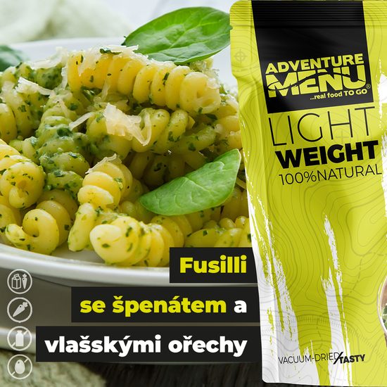 AdventureMenu Fusilli se špenátem a vlašskými ořechy, 105gg