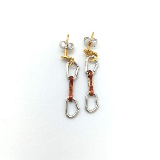 Náušnice Sampaoli Spit & Express BR-GO-&-RH plated red enameld