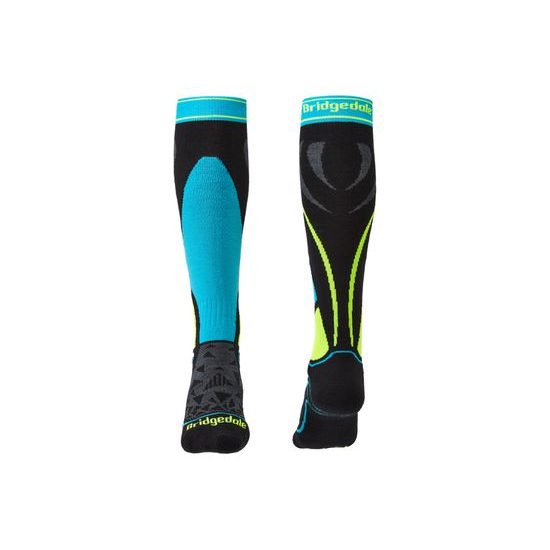 Juniorské podkolenky Bridgedale Ski Racer black-fluro yellow
