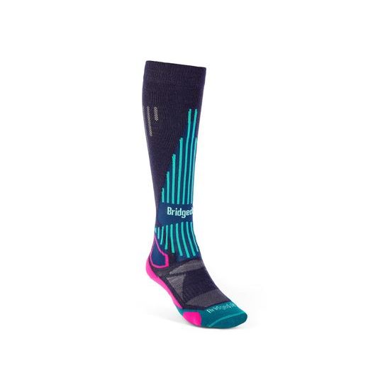 Dámské podkolenky Bridgedale Ski Lightweight 24 dark denim/pink/321