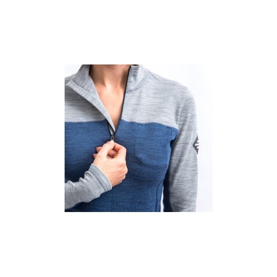 Dámské triko Sensor DR Merino Bold Zip cool blue/cool gray