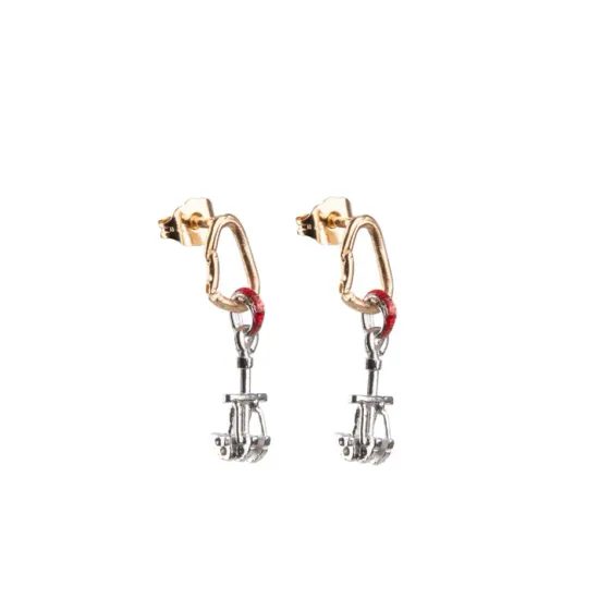 Náušnice Sampaoli Carabiner & Friend BR-GO-&-RH plated red enameld