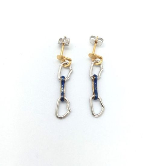 Náušnice Sampaoli Spit & Express BR-GO-&-RH plated blue enameld