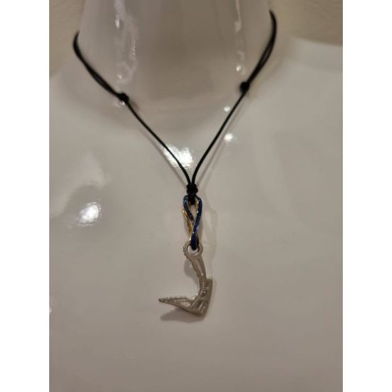 Přívěsek Sampaoli Cliffhanger bronze rhodium plated blue enameld black rope