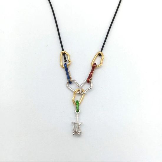 Přívěsek Sampaoli Express & Friend BR-RH-&-GO plated blue&green&red enameld black rope