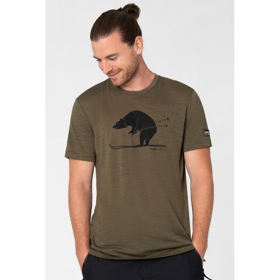 Triko super.natural KR Skiing Bear Tee olive night mel./jet black