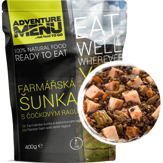 AdventureMenu Farmářská šunka s čočkovým ragů 400g