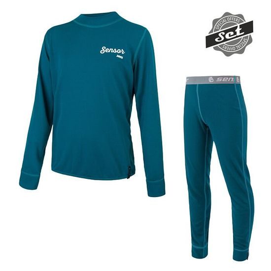 Juniorský set Sensor Double Face Logo Triko DR + Spodky safír