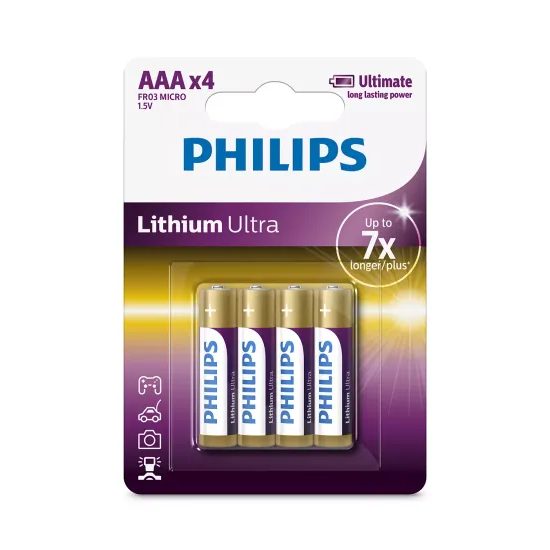 Baterie Philips AAA Lithium Ultra mikro fR03 4ks v balení