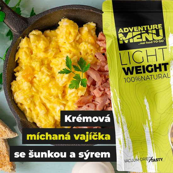 AdventureMenu Krémová míchaná vajíčka se šunkou a sýrem, 75g