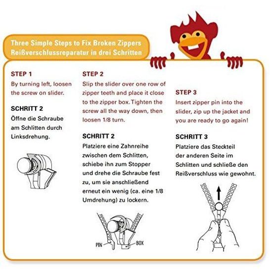 Munkees FixnZip - sada na okamžitou opravu zipů - grafit malá