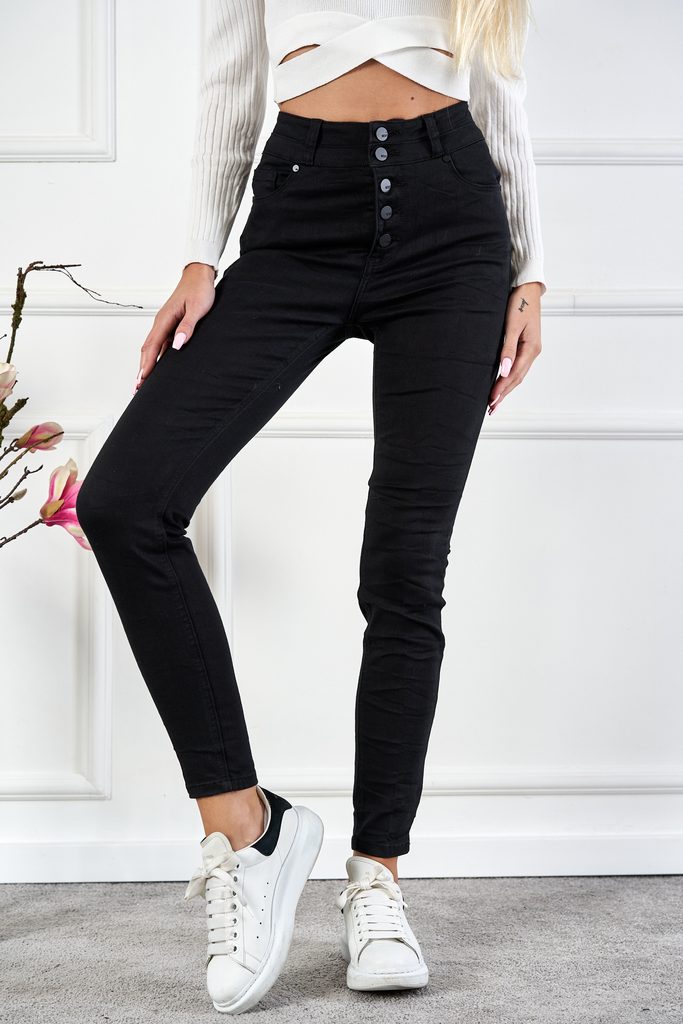 Skinny jeans s vysokým pasen na knoflíky, černé - Sexy Woman ® - Jeansy -  Jeanswear - Centex.cz