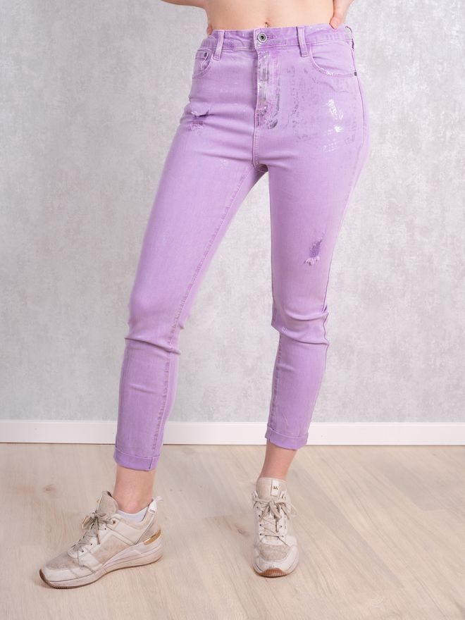 Džíny slim fit metalické