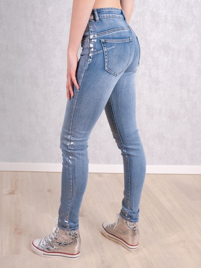 Džíny slim fit metalické