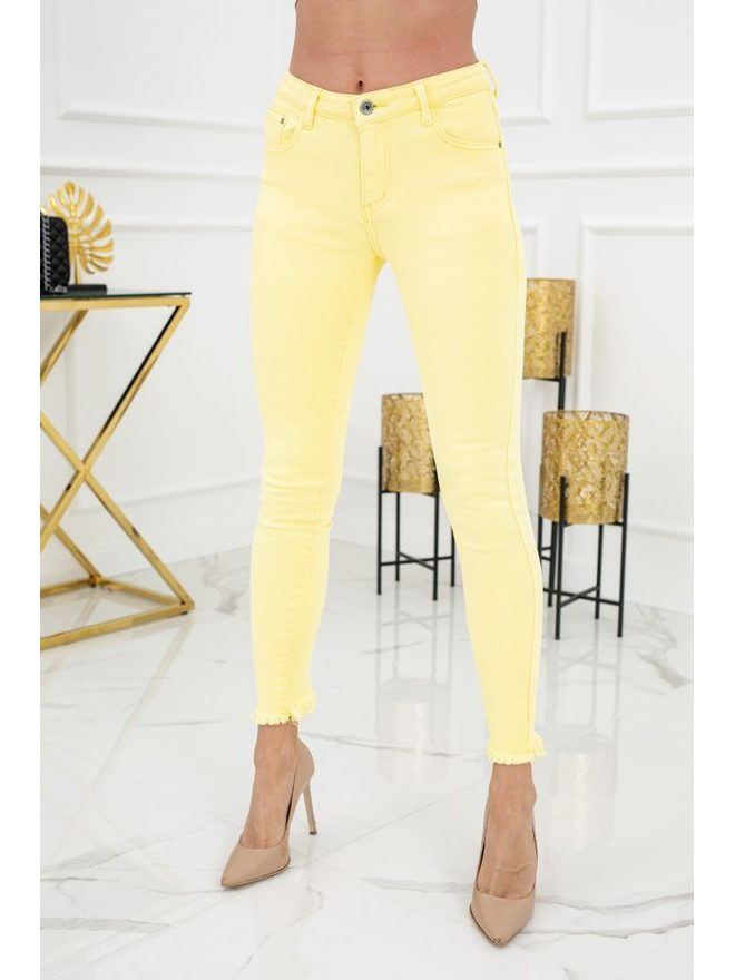 Jednobarevné skinny jeans ve žluté barvě