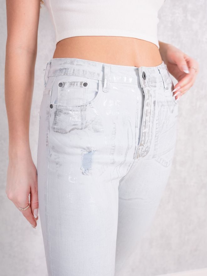 Džíny slim fit metalické