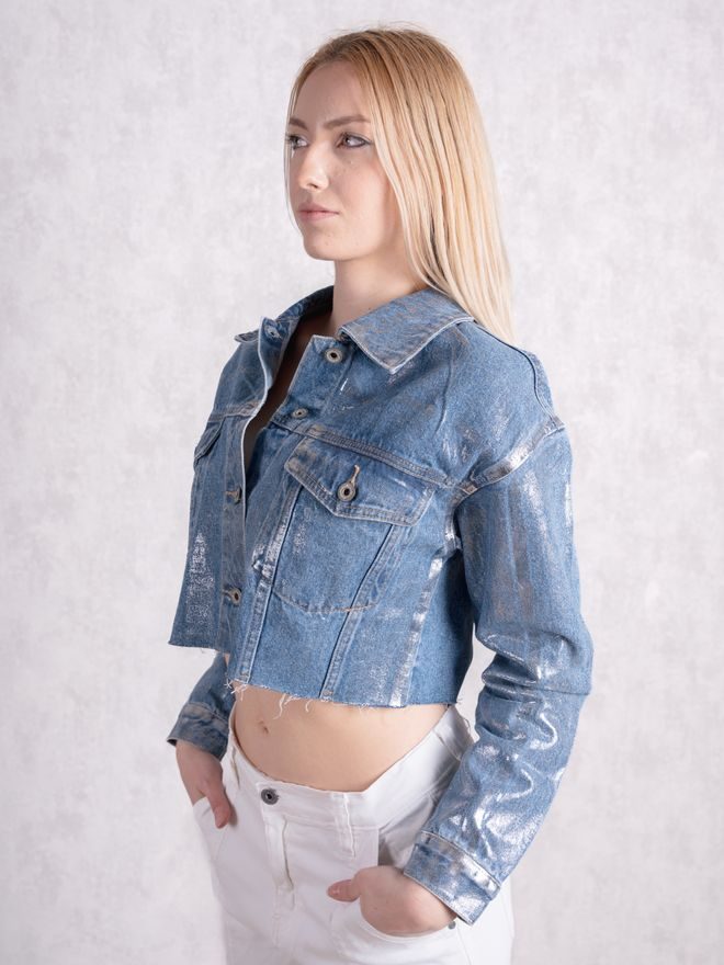 Džínová bundička - metalická