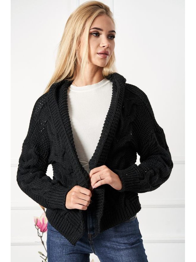 Krátký svetr s kapucí, černá