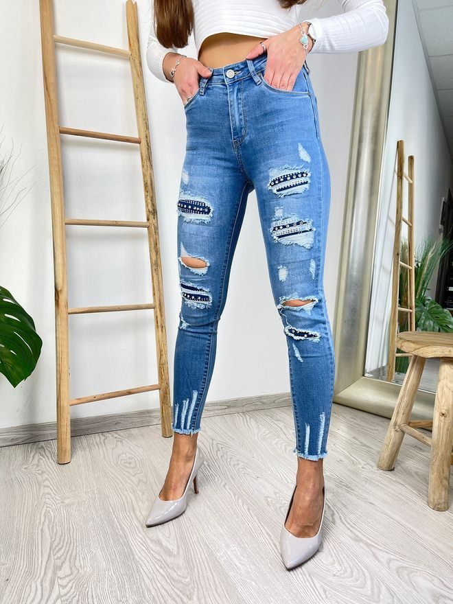 Skinny džíny s kamínky