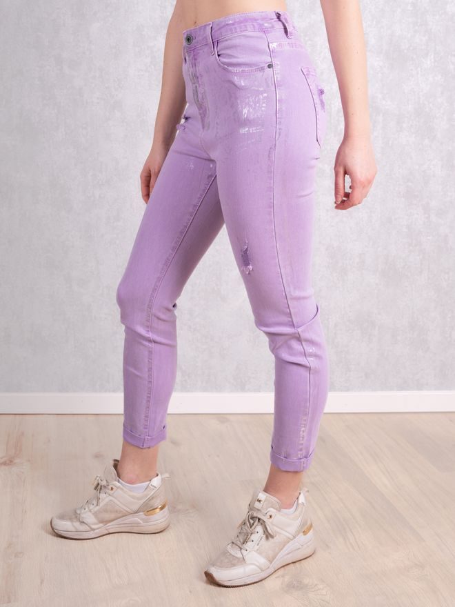 Džíny slim fit metalické